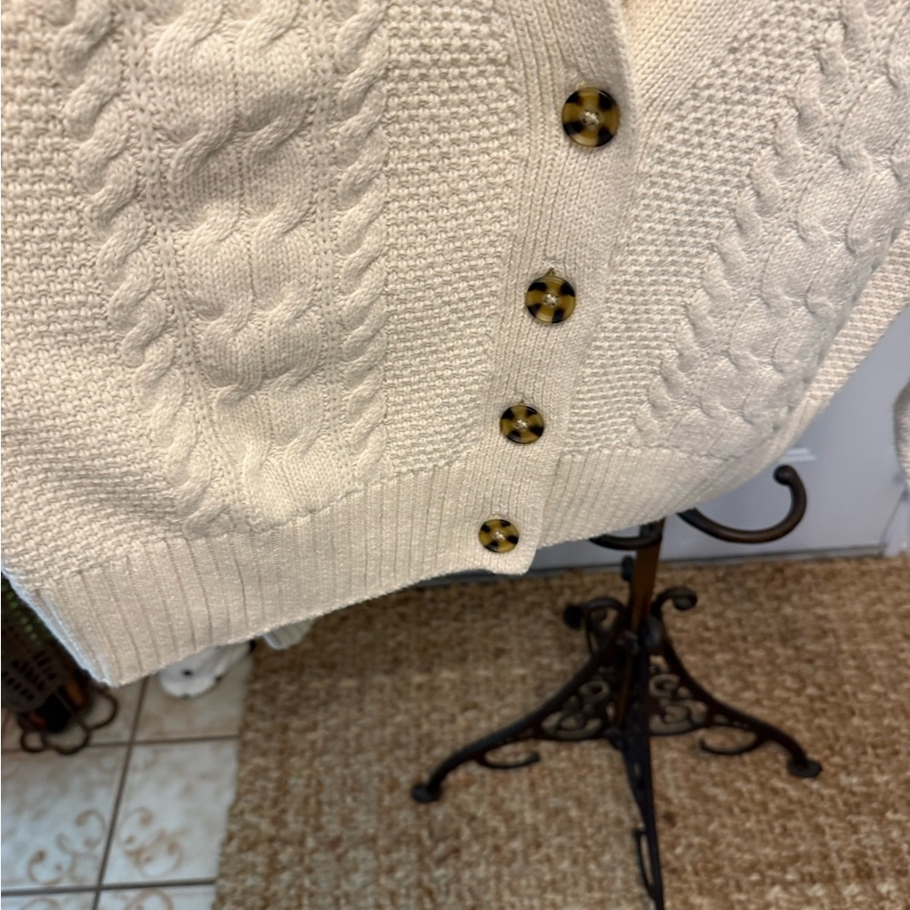 Gap Oversized Cable Knit Graandpa Button Down Car… - image 6